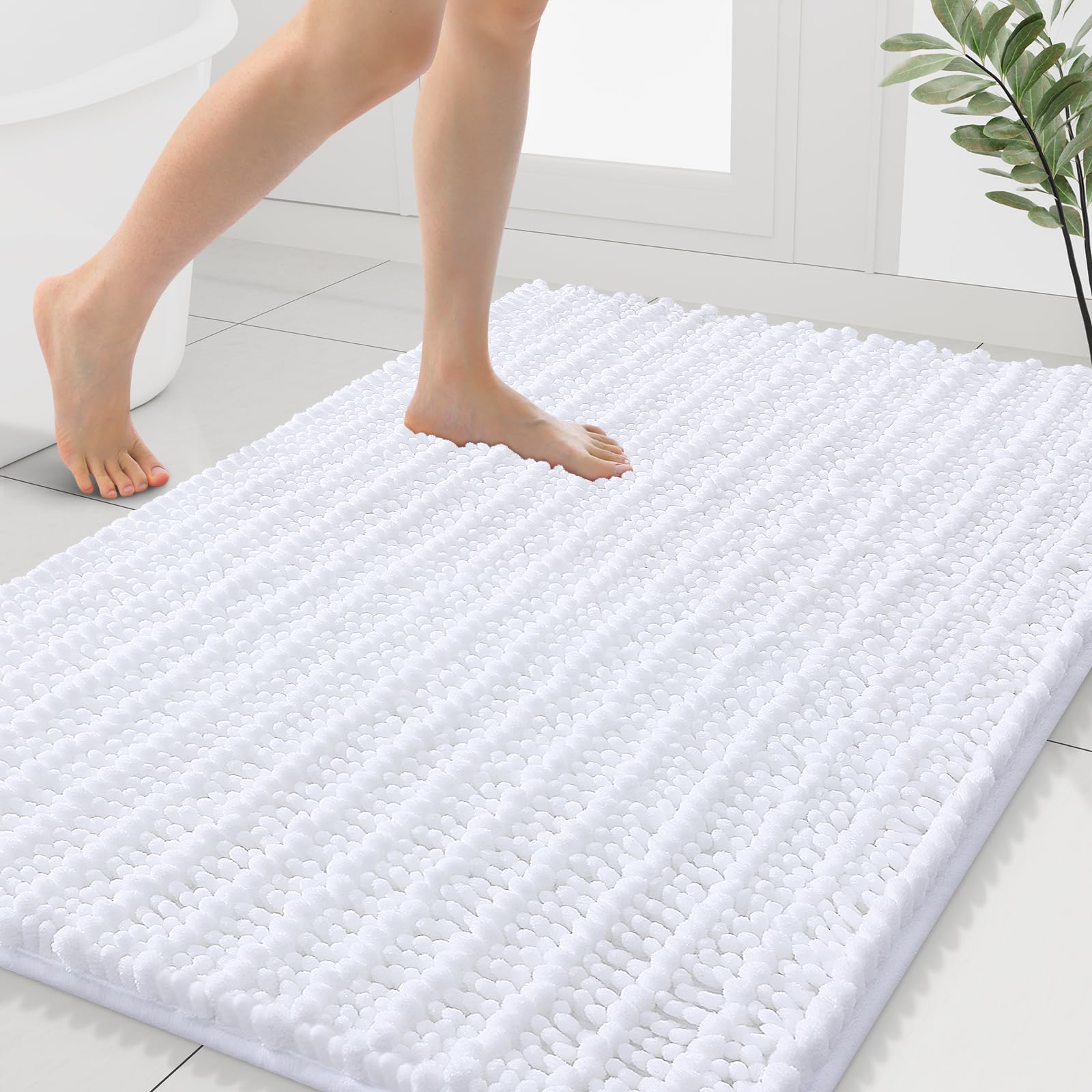Smiry Bathroom Rugs 40X32, Extra Soft Rubber Backing Chenille Bath Mats