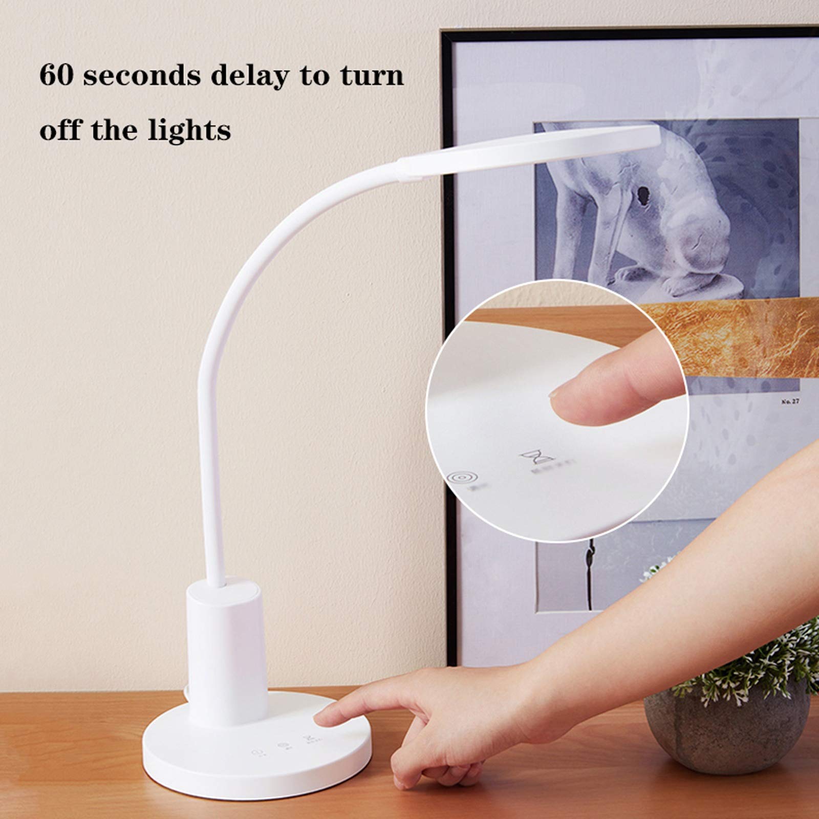 Lampa stołowa do czytania Lampa biurkowa, LED Desk Light z 3 trybami oświetleniowymi i ściemnianiem, sterowanie dotknięciem, automatycznym rozrządu, elastyczna lampa do nauki dla akademiku, biura lamp