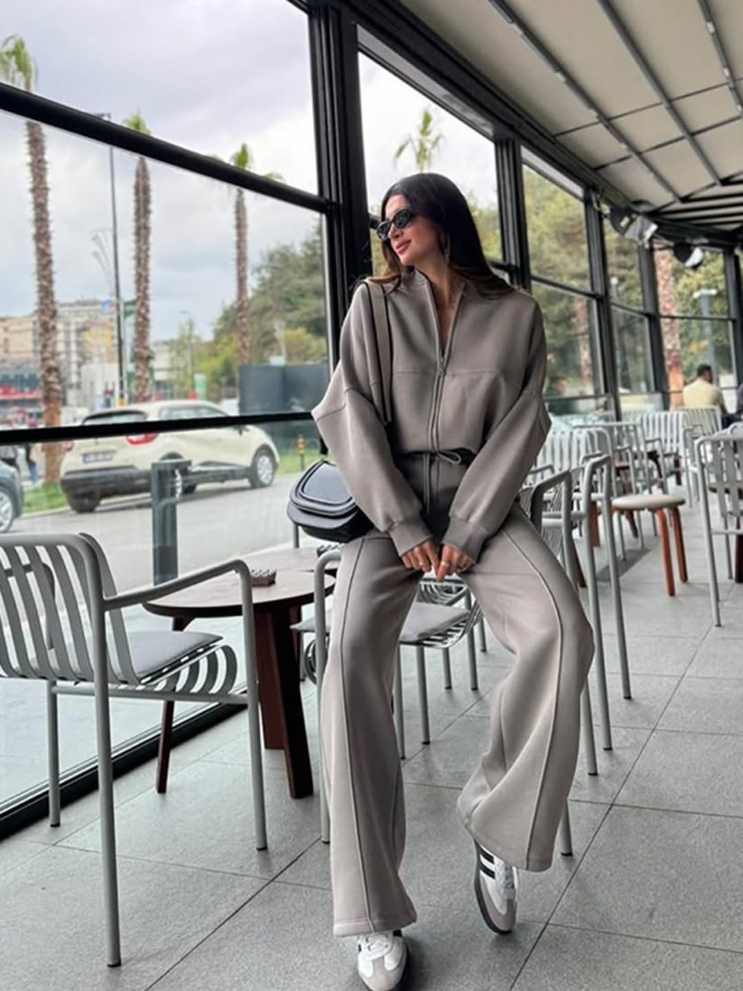 Traje informal para otoño e invierno, chaqueta y pantalón de manga larga para mujer, traje de dos piezas