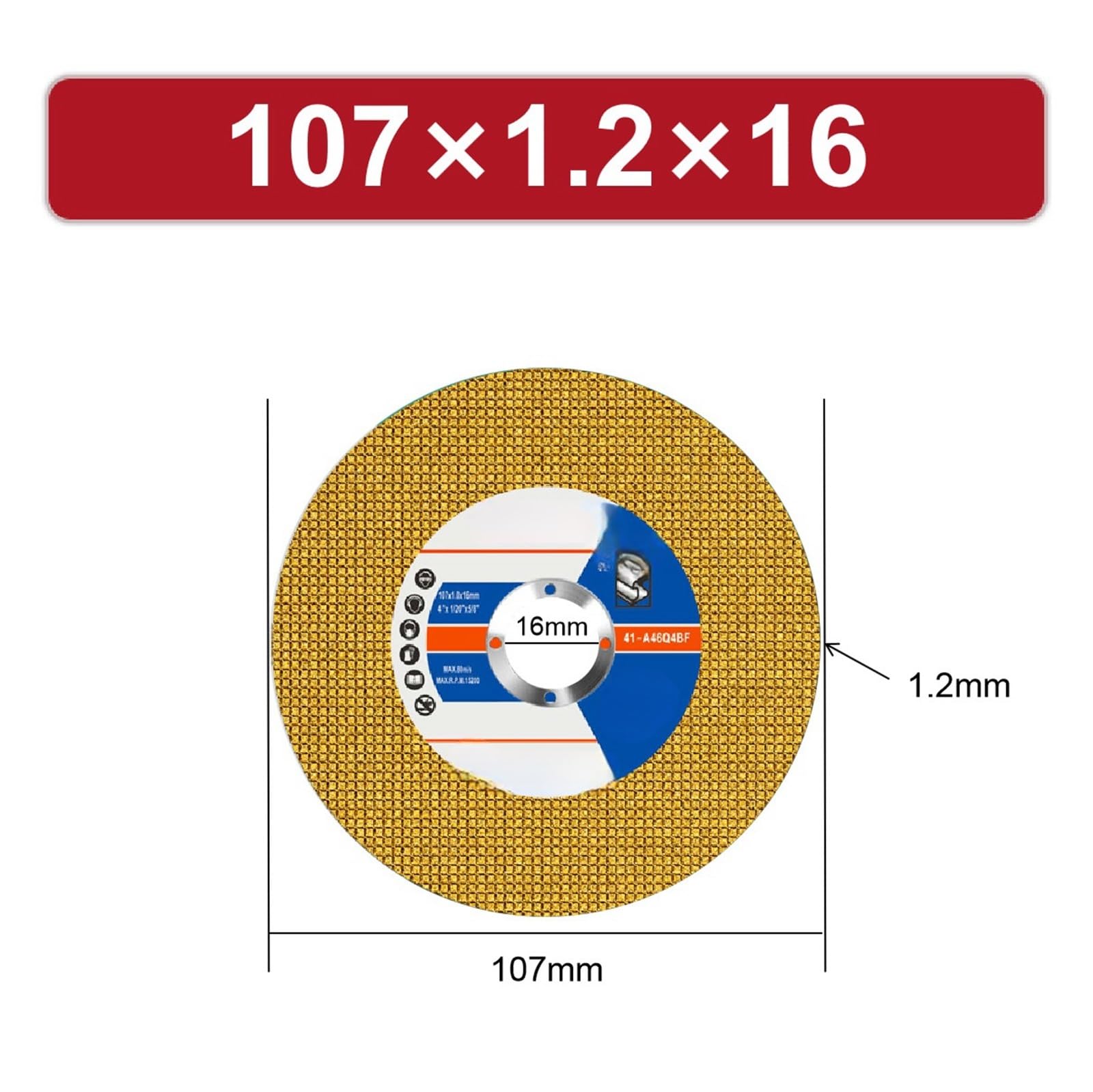 Tarcza tnąca do szlifierki kątowej 107 Podwójna siatka Ultracienka metalowa tarcza szlifierska ze stali nierdzewnej z żywicy Tarcza szlifierska(Yellow-107x1.2x1.6,20 Pcs)