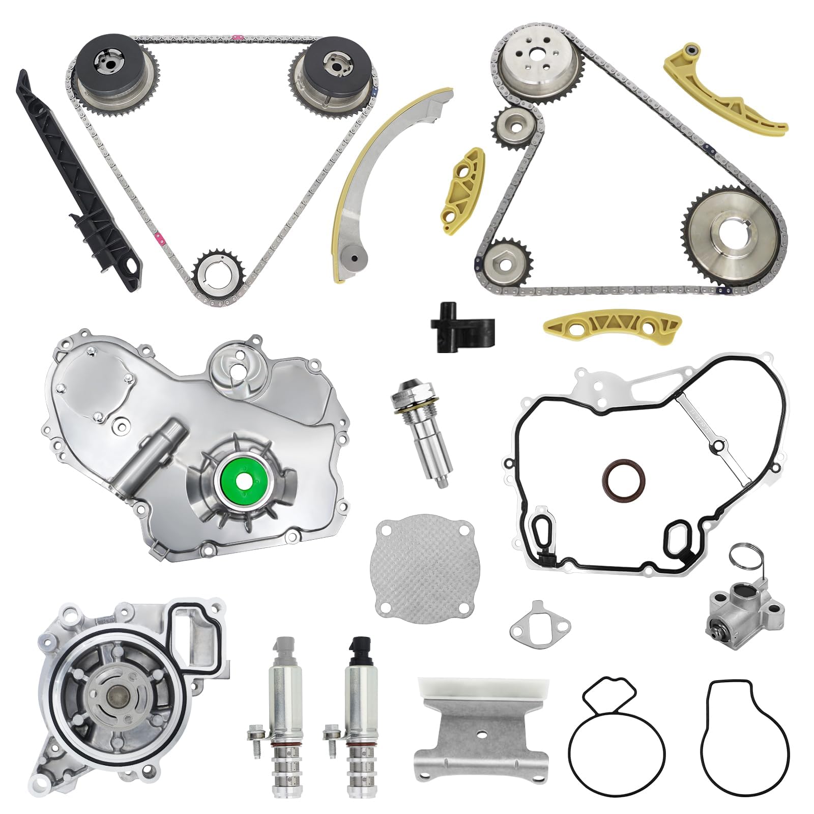2.4 ecotec timing chain kit with Water Pump & Oil Pump & VCT Solenoid 9-4201SX Fits 2010-2017 Chevy Equinox Malibu, GMC Terrain, Regal Verano, Pontiac