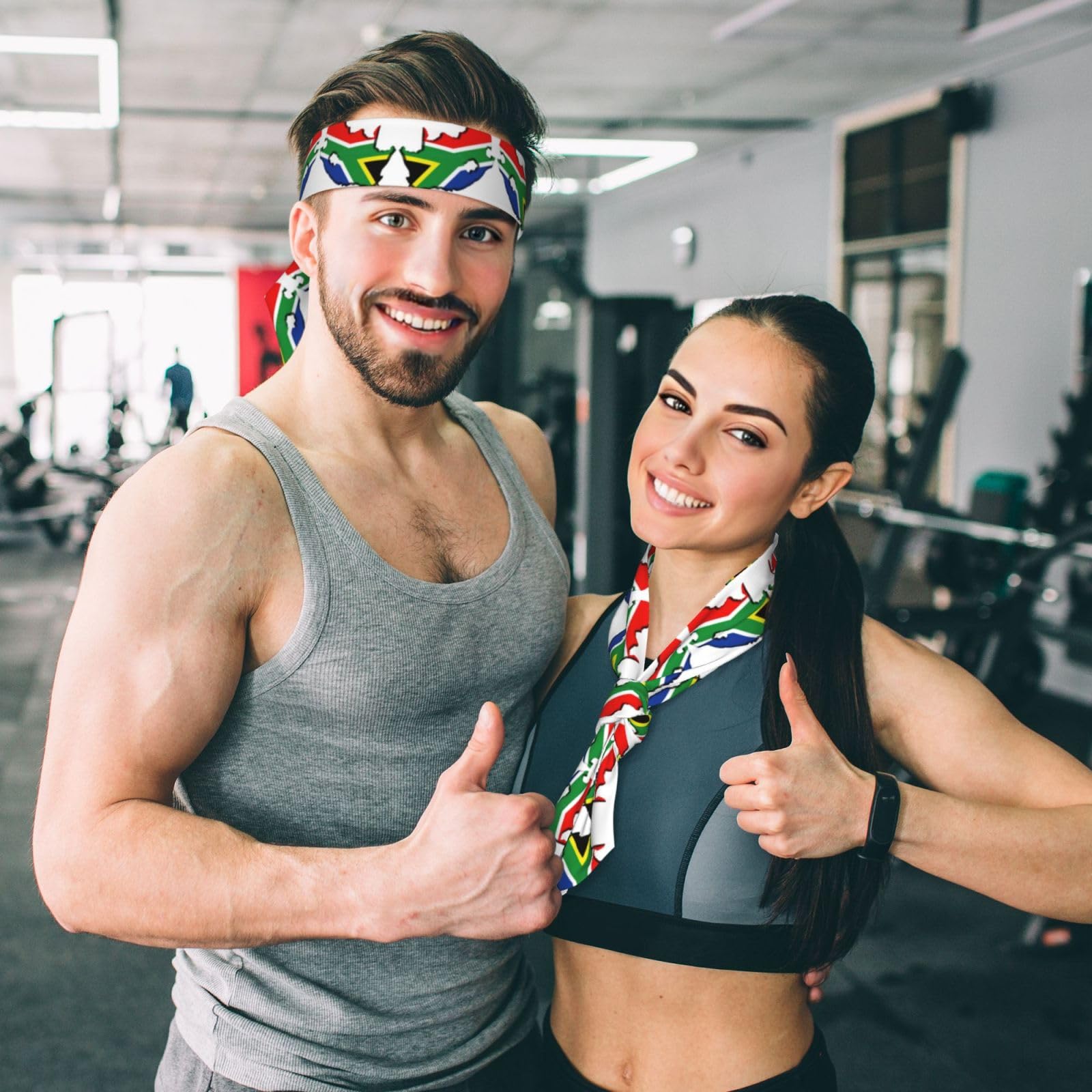 Fascia per la testa con stampa mappa della bandiera del Sudafrica, unisex, fascia per il sudore per adulti, traspirante, per allenamento, corsa, allenamento, yoga