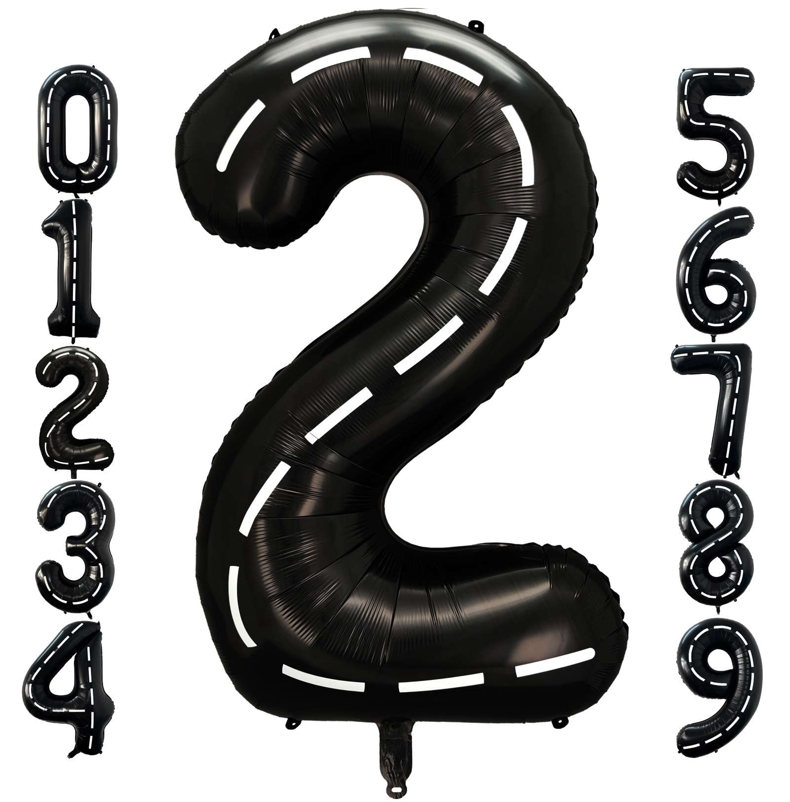 Lovoir 40 Inch Race Car Black Number 2 Balloon Large Size Jumbo Digit Foil Mylar Racetrack Helium Balloons for Boys Racing Car Monster Truck Theme Birthday Party Anniversary Celebration Decorations