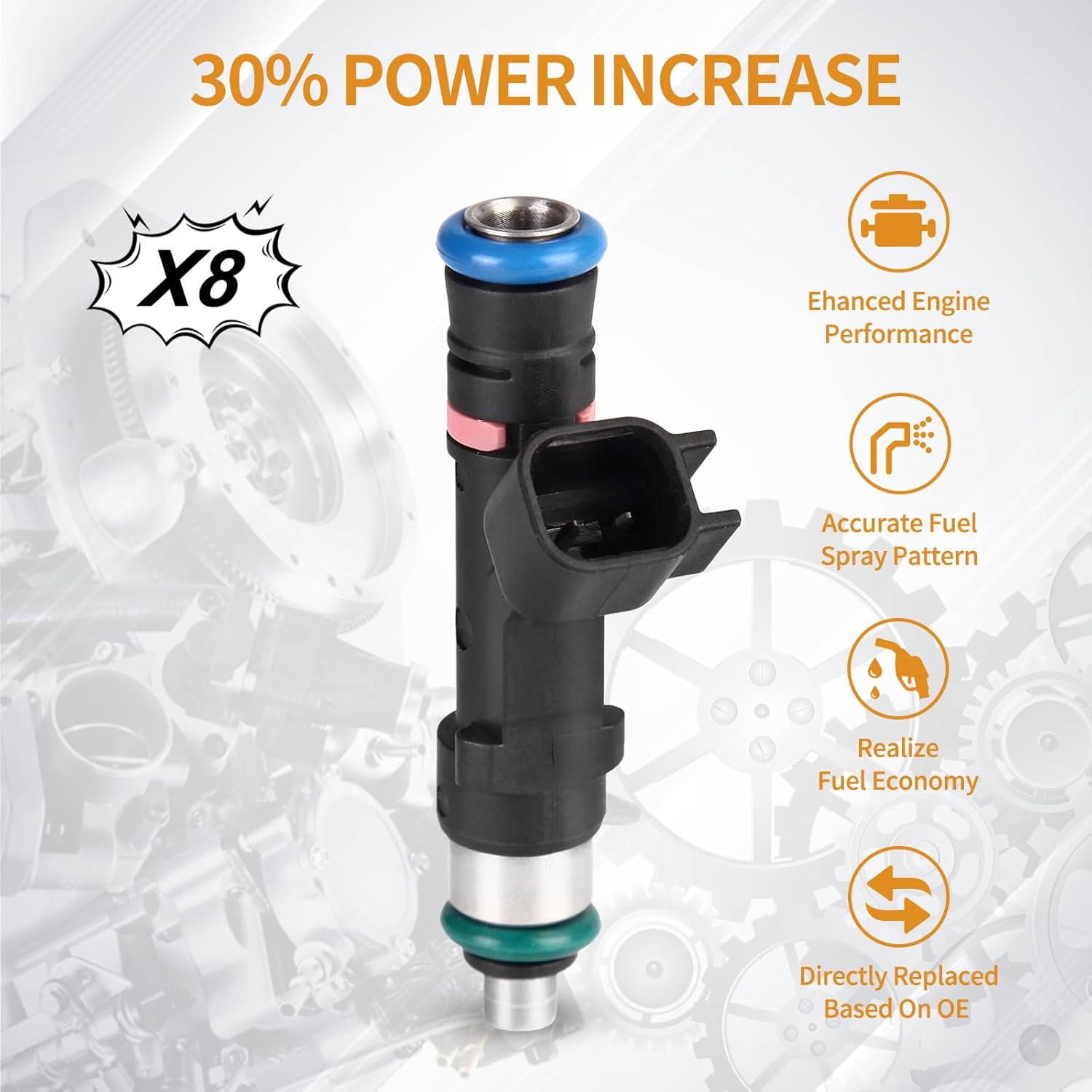 8PCS Fuel Injectors 4 Holes Compatible with Ford Expedition 2007 2008, for Lincoln Navigator 2007 2008 V8 5.4L Replace 0280158140 7L1Z9F593B FJ1008 8002044N CM5145