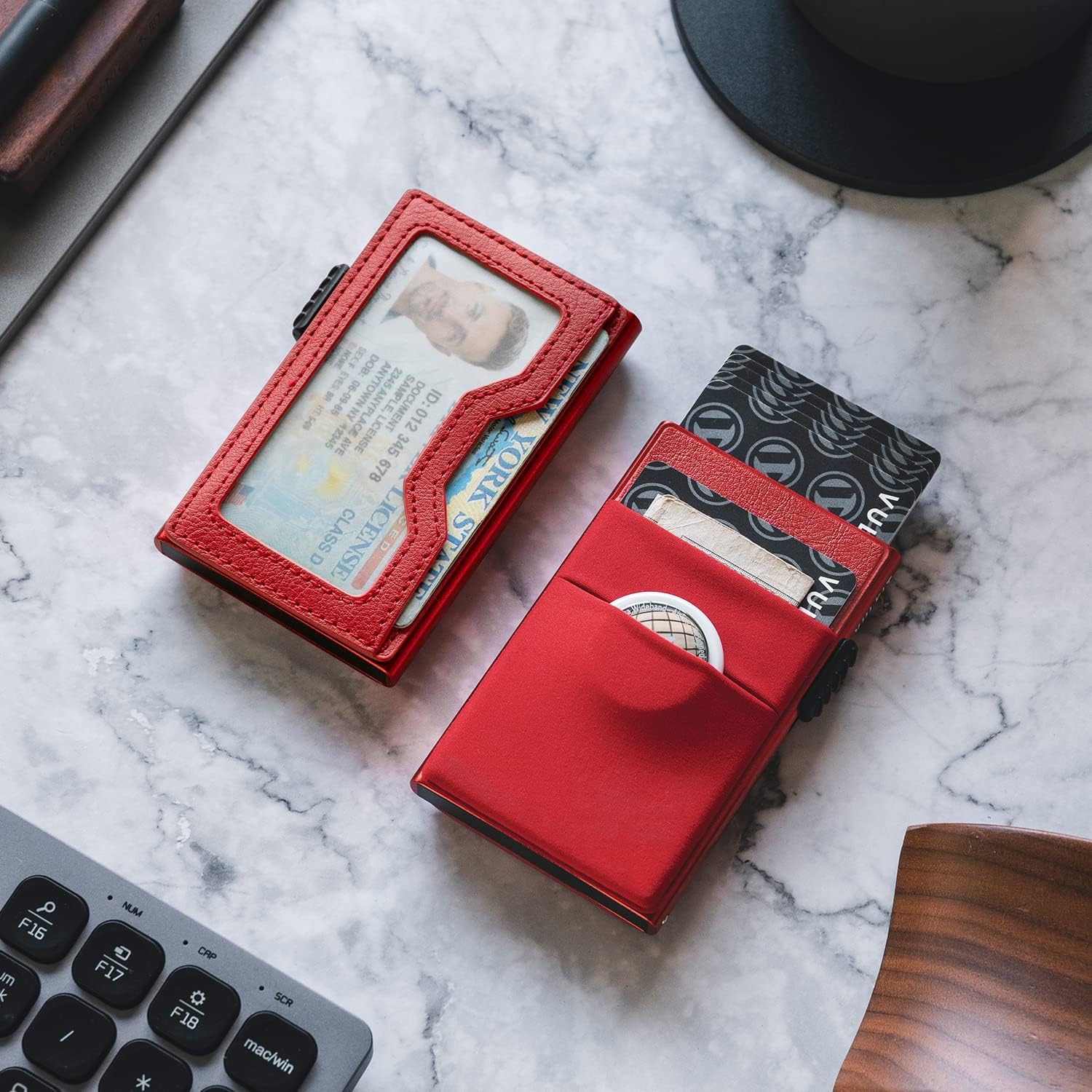 VULKIT Minimalist Wallet with ID Window & EDC Pocket Pop Up Card Holder RFID Blocking Slim Wallet Design for Airtag Cash Coins & Credit Cards - Image 6