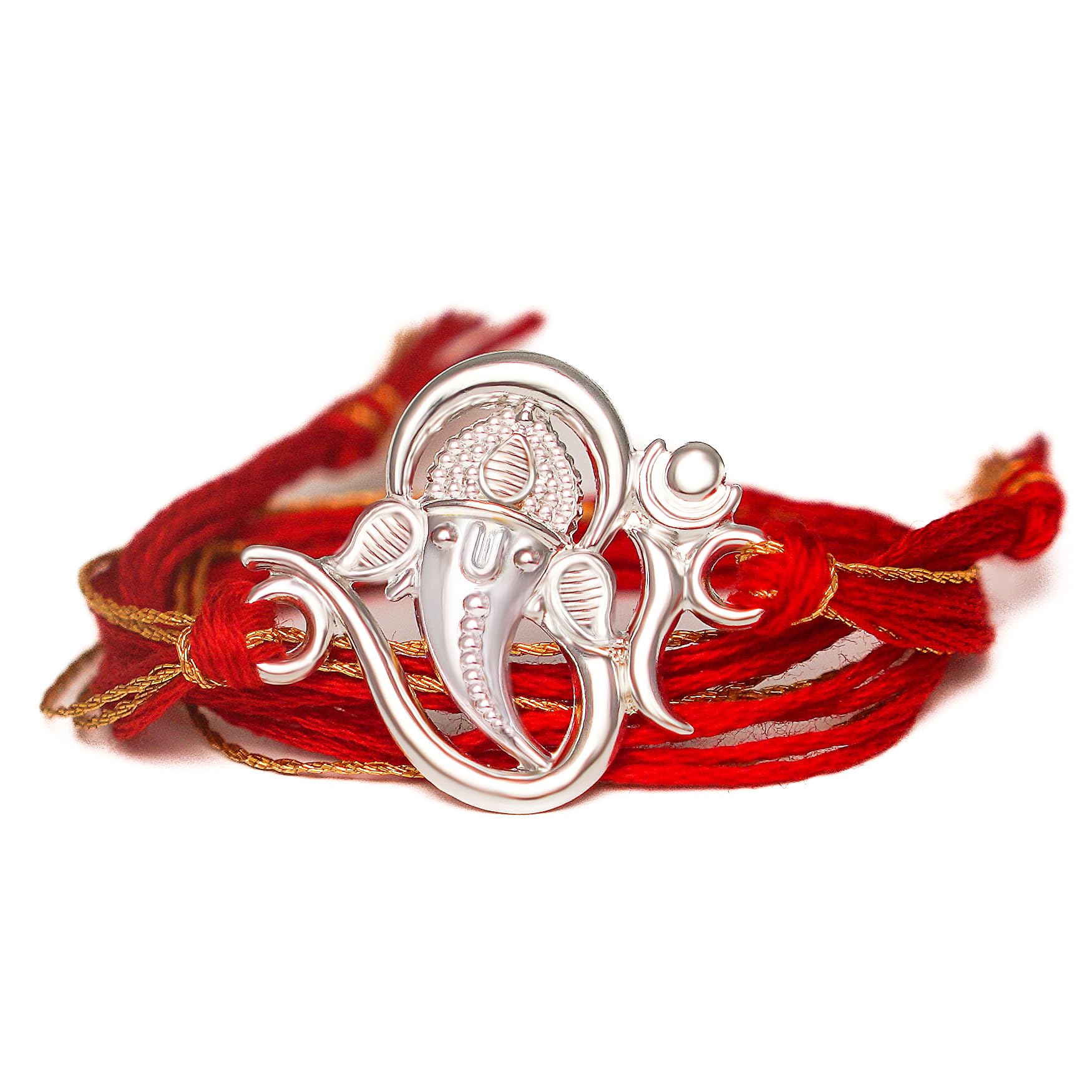 99.5% Fine Silver OM Design rakhi for brother with Kumkum Chawal-image-29