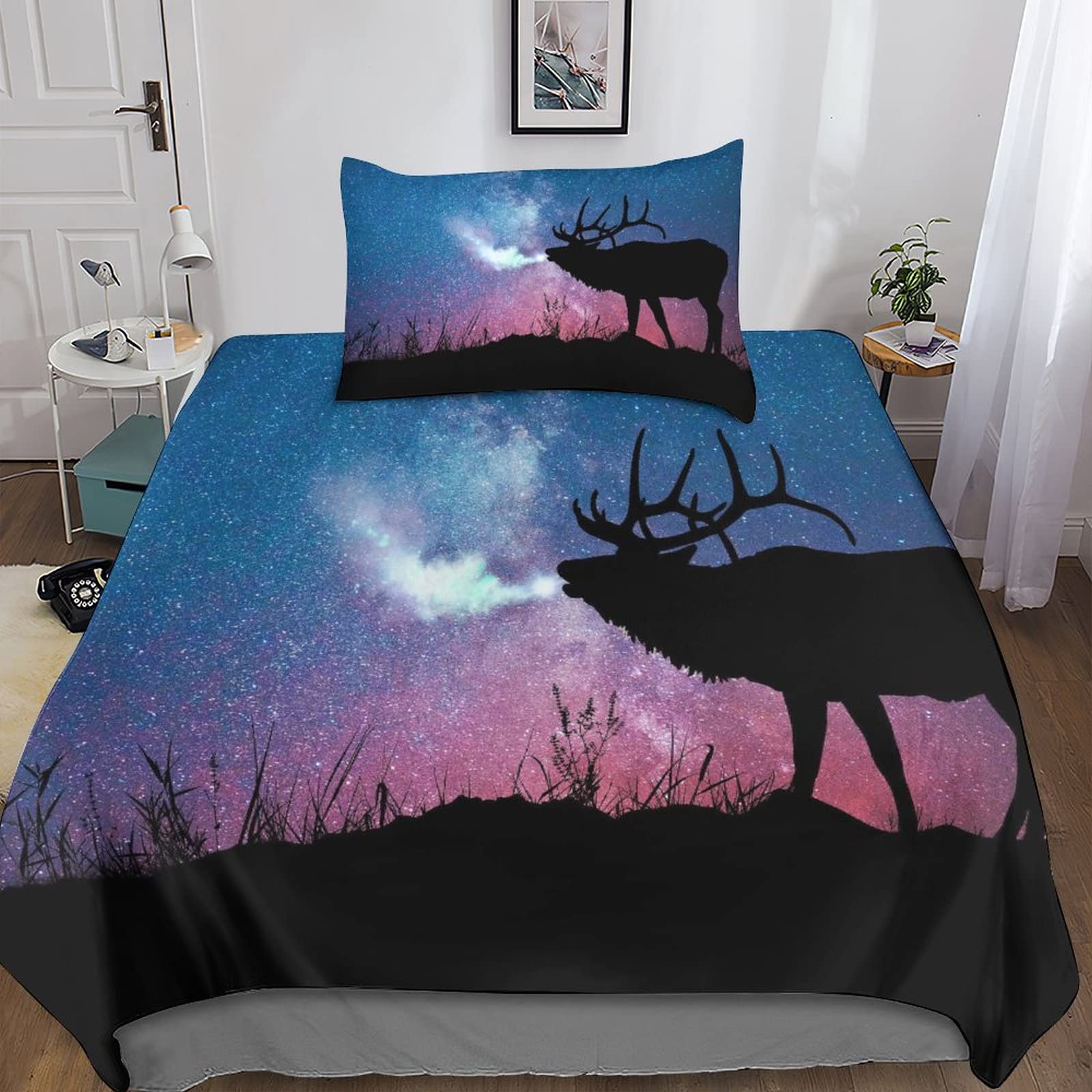Housse de couette Noël Wapiti 3D, le cadeau idéal pour lit simple fille et garçon