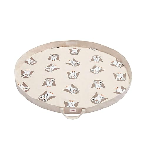 3 Sprouts Play Mat Bag - Alfombra de actividad portátil grande para almacenamiento de bebé búho