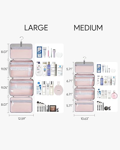 Miniatura 5 de OlarHike Neceser para mujeres y hombres, impermeable, para maquillaje, joyería, viaje, neceser de cuero, para colgar, organizador para artículos