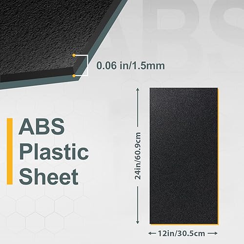 Miniatura 2 de Kinlink Hoja de plástico ABS negro de 12 x 24 x 0.06 pulgadas, flexible moldeable, resistencia al impacto y alta resistencia de 116 pulgadas de