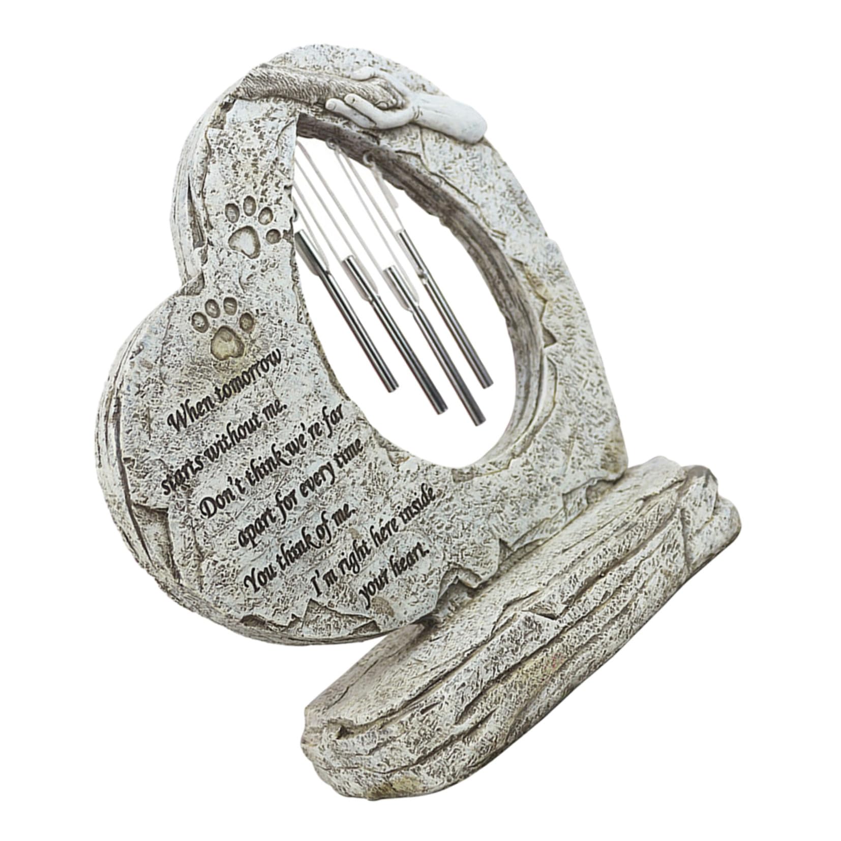 Lápida conmemorativa de resina para perros y gatos con campanas en patio