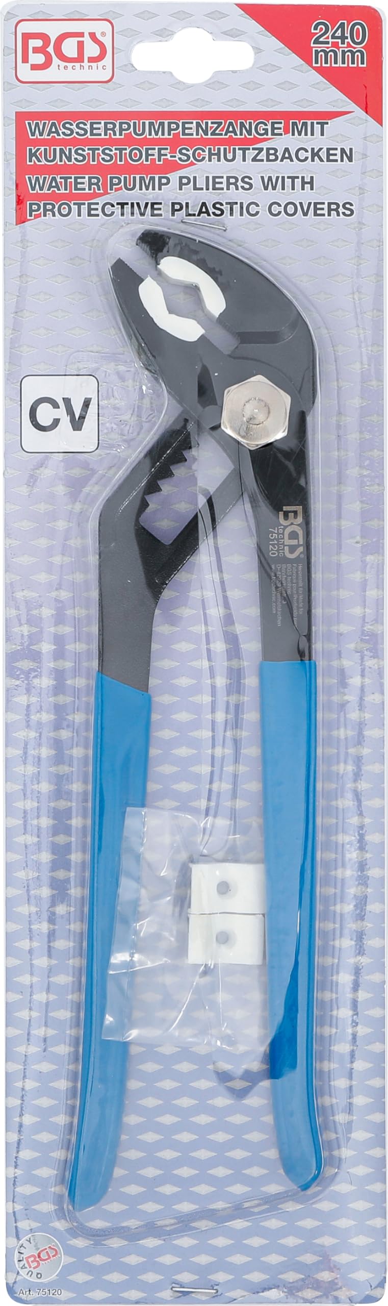 BGS 75120 | Pince multiprise/pour raccords | avec mâchoires de protection plastiques | 250 mm