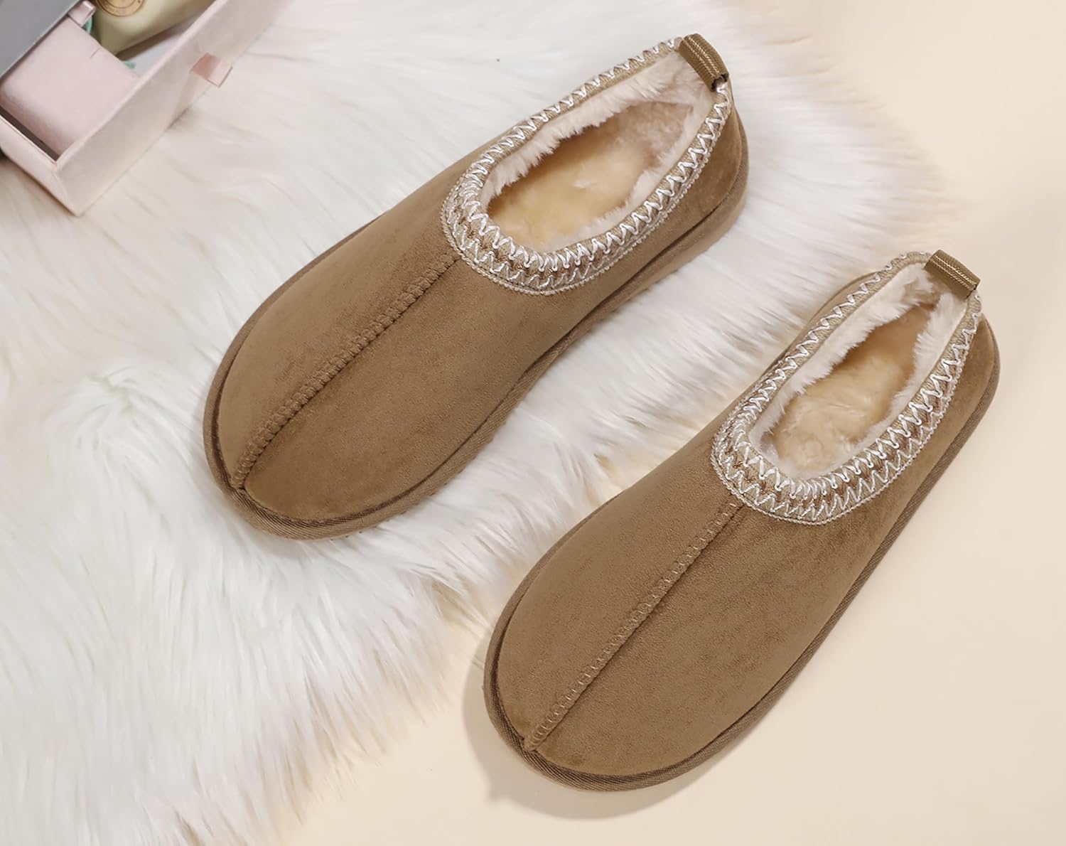 SMajong Women's Fuzzy Slippers Cozy Memory Foam House Shoes Winter Warm Loafer Slippers Indoor - Image 3