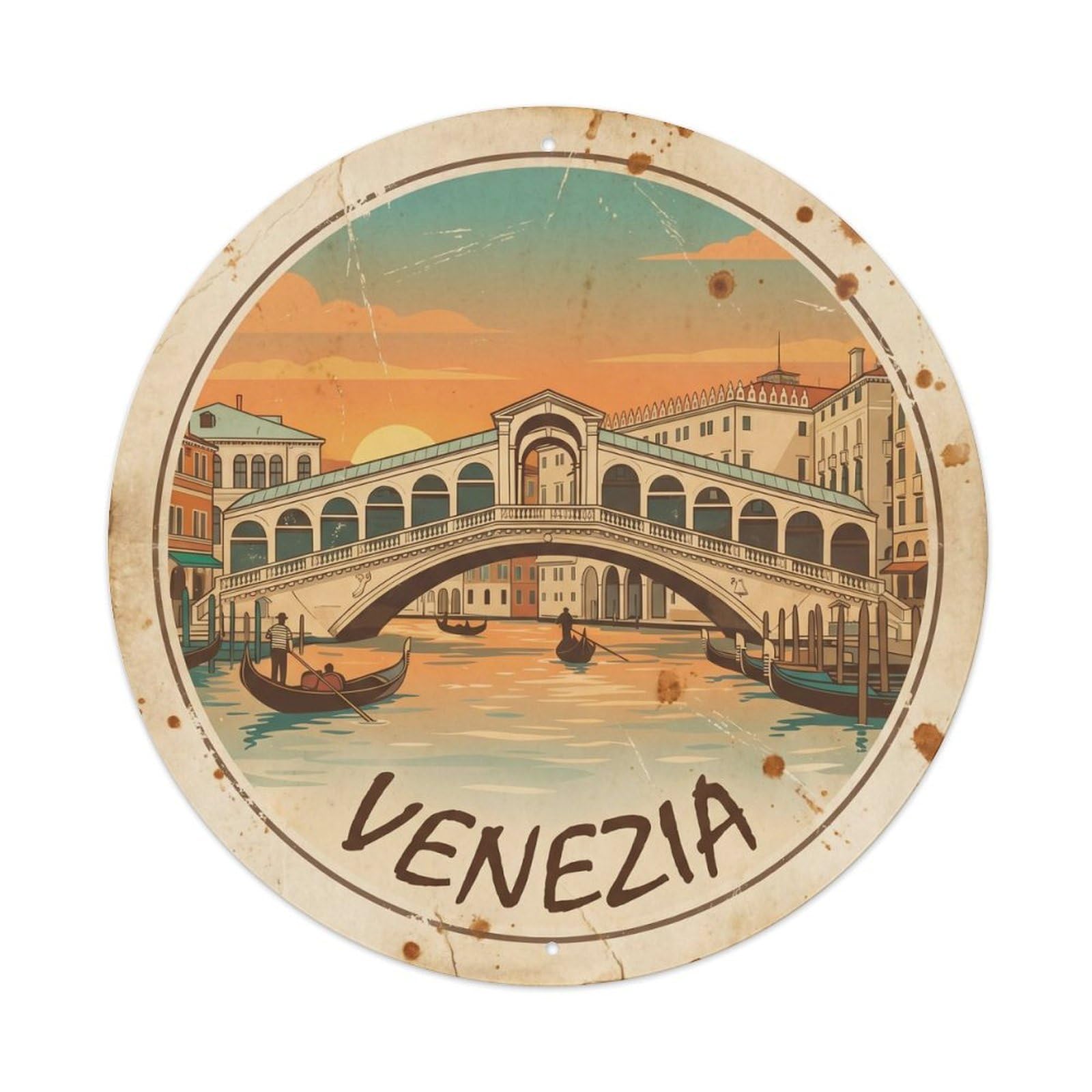 Vintage Travel Venice Rialto Adventure Metal Tin Sign Plaque