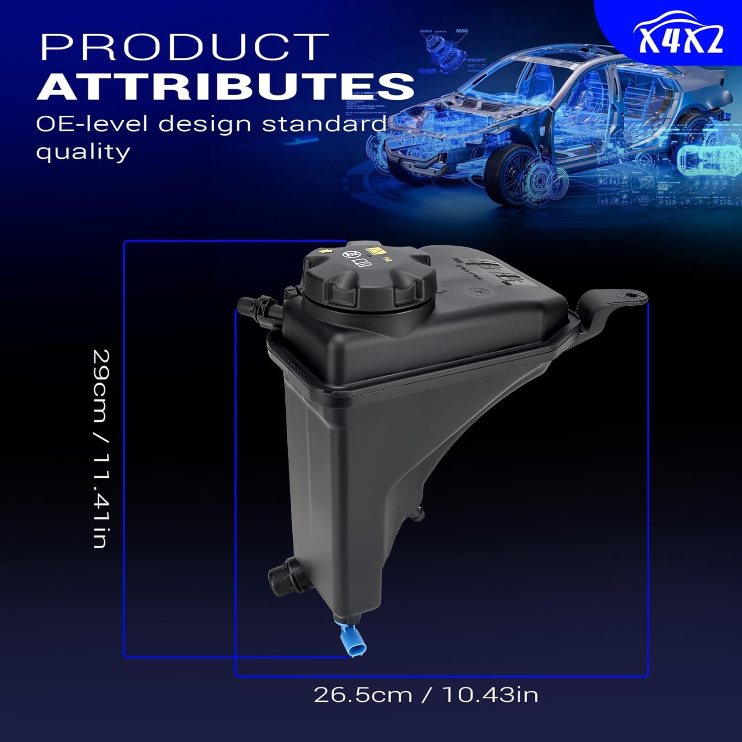 603-334 Engine Coolant Reservoir Radiator Expansion Tank with Level Sensor & Cap for BMW 330i 335i X1 Z4 E82 E88 E90 E91 E92 E93 17137607482 17137567462 17137640514