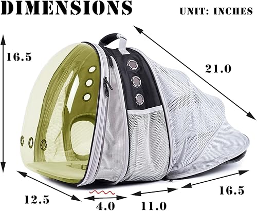 Miniatura 17 de Mochila polarizada doble expandible para gatos, adecuada para mascotas de hasta 20 libras, cápsula espacial expandible delantera y trasera