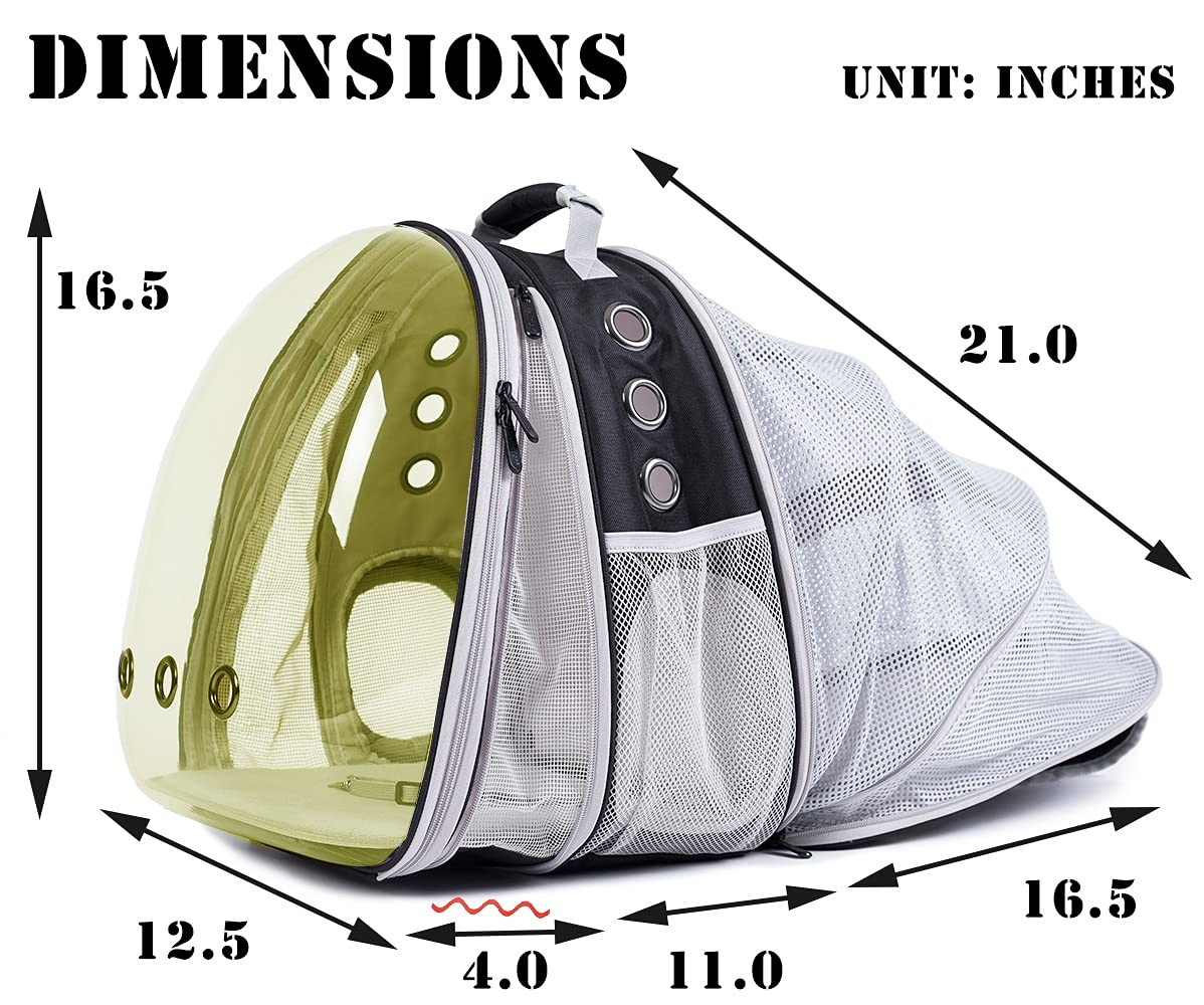 Mochila doble expandible polarizada para gatos, se adapta hasta 20 libras, cápsula espacial expandible delantera y trasera, transportador de mascotas de burbujas polarizadas para gatos grandes y