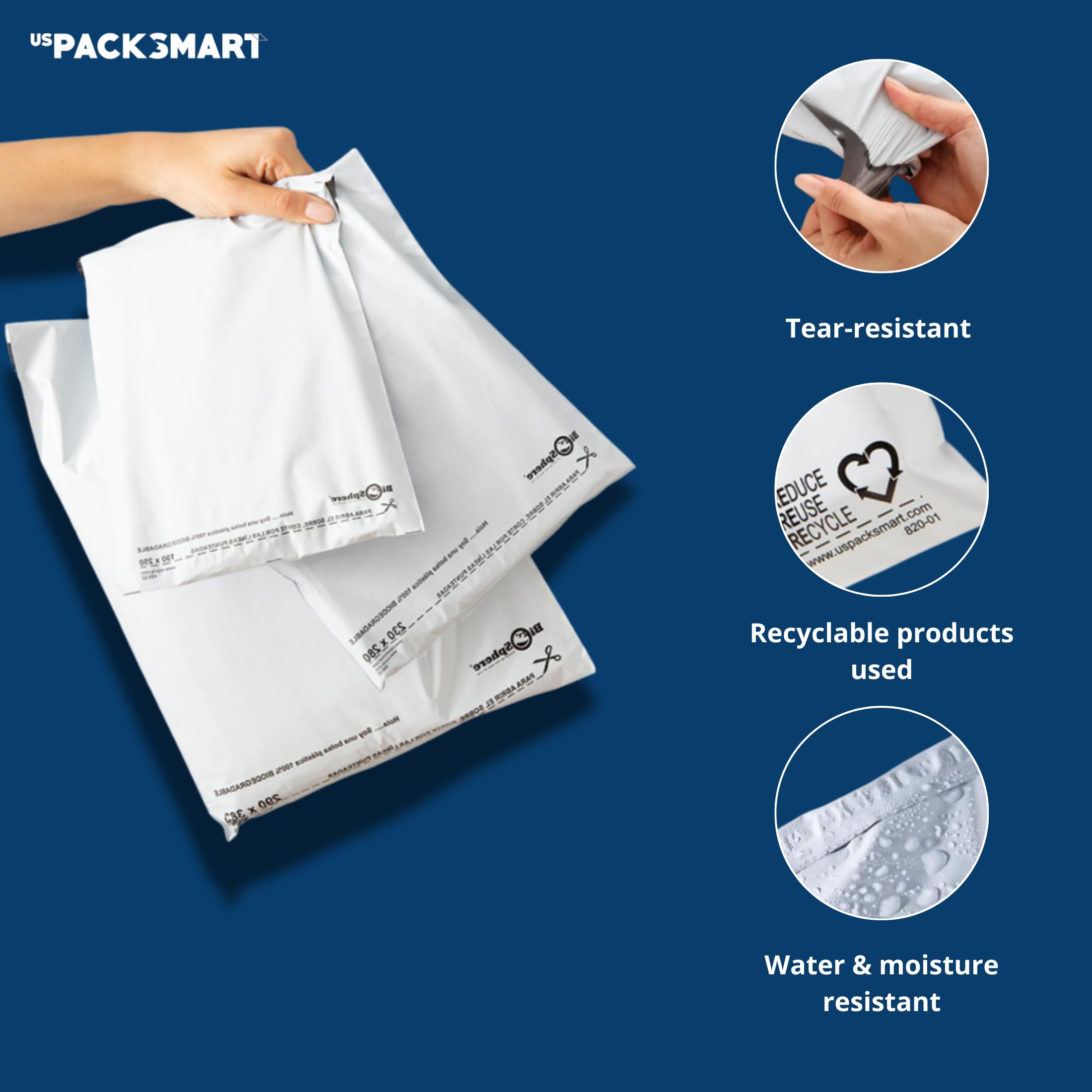 Buste per spedizioni in plastica bianca, 61 x 61 cm, per abbigliamento, libri e accessori, buste per spedizione durevoli, impermeabili, antistrappo con forte adesivo autoadesivo