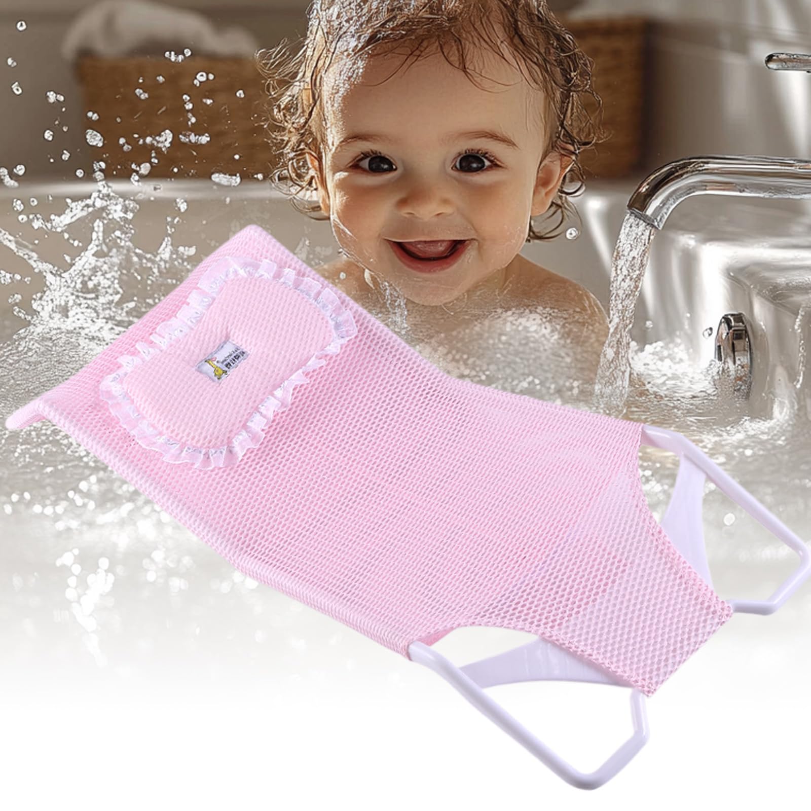 Soporte de Baño de Malla para Bebés Cama de Ducha de Malla Antideslizante | Red de Baño para Niños para Niñas, Padres Primerizos, Hogar, Bañera Interior y Ducha
