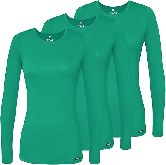 Adar Underscrubs for Women 3 Pack - Long Sleeve Underscrub Comfort Tee