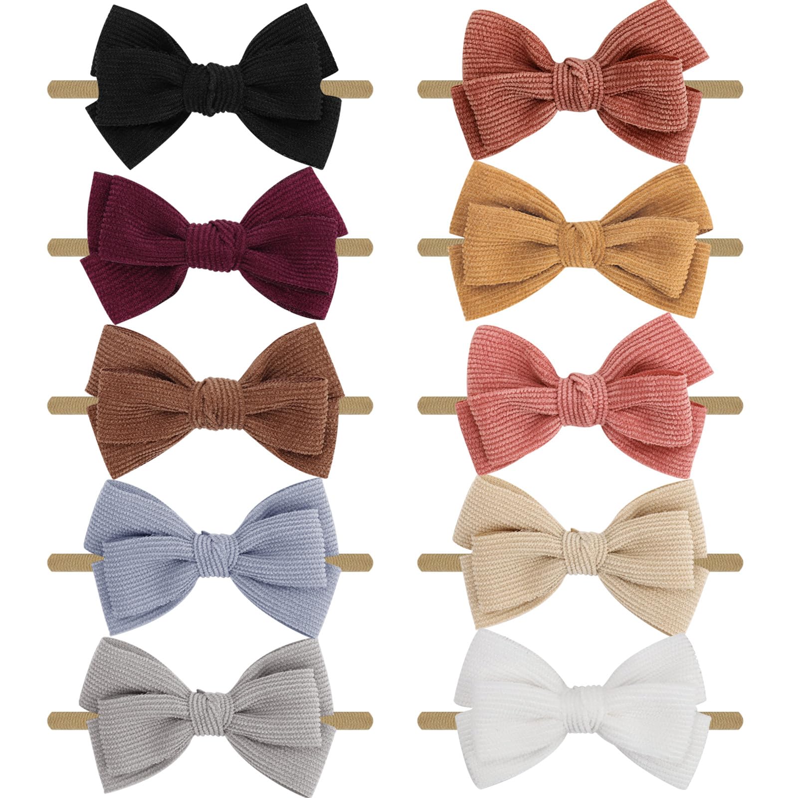 Dreshow Women's 10 Pack：bow Weave Set-03 Baby Girl Headbands And Hair Bows Nylon Headbands 10 Pack Of Hair Accessories For Newborn Infant Toddlers Kids