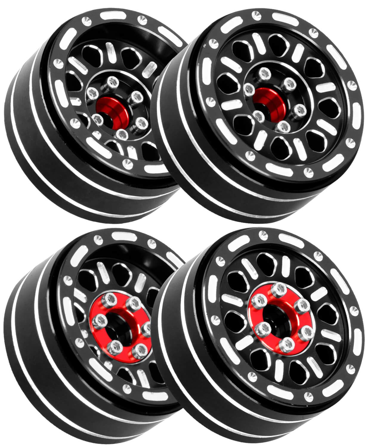 hopsupRC RC 1.2 Beadlock Wheel Rims Adjustable 4 Offsets Rims for 1/18 TRX4M 1/24 SCX24 RC Crawler Car,1.2 Beadlock Wheel Hub Rim Adjustable 4 Negative Offsets Rims (4pcs Black)