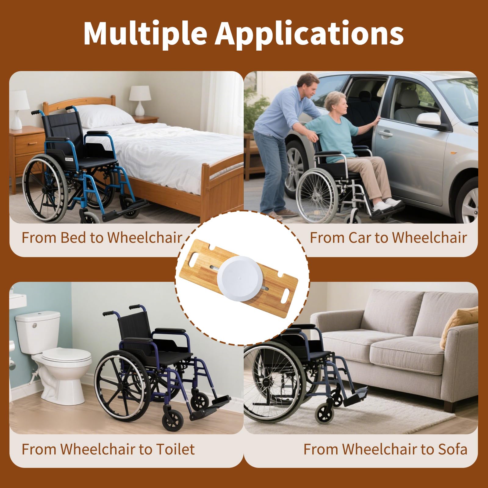 Pannello di trasferimento scorrevole, tavola scorrevole con piattaforma girevole, rende i trasferimenti più facili, tavola scorrevole resistente per pazienti anziani e disabili Move Assist e