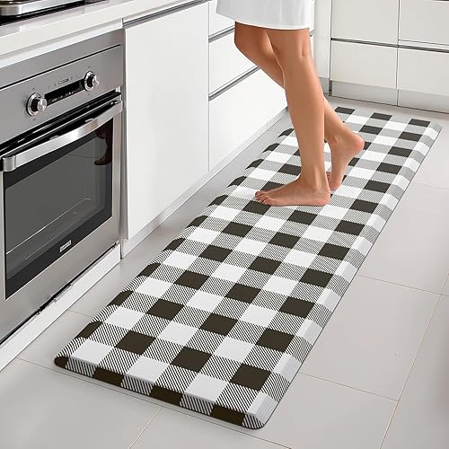 Miniatura 9 de MAYHMYO Tapete de cocina bohemio, antifatiga, étnico, acolchado, color naranja y azul, alfombras de cocina antideslizantes para cocina, suelo