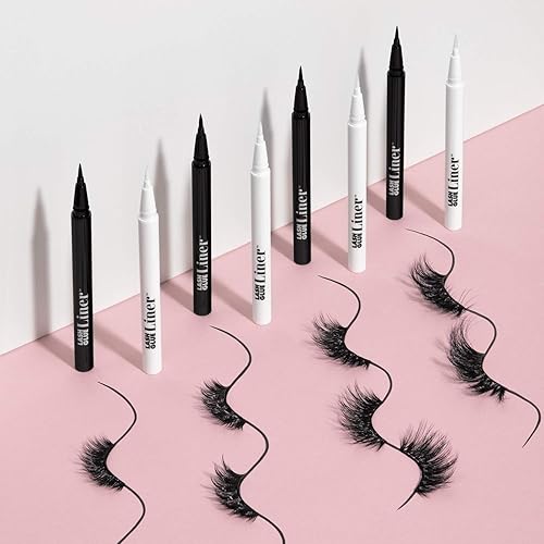 Miniatura 5 de i-Envy Pegamento para pestañas (negro y transparente) 2 en 1 adhesivo para pestañas y delineador de ojos negro con punta de fieltro, fieltro fácil