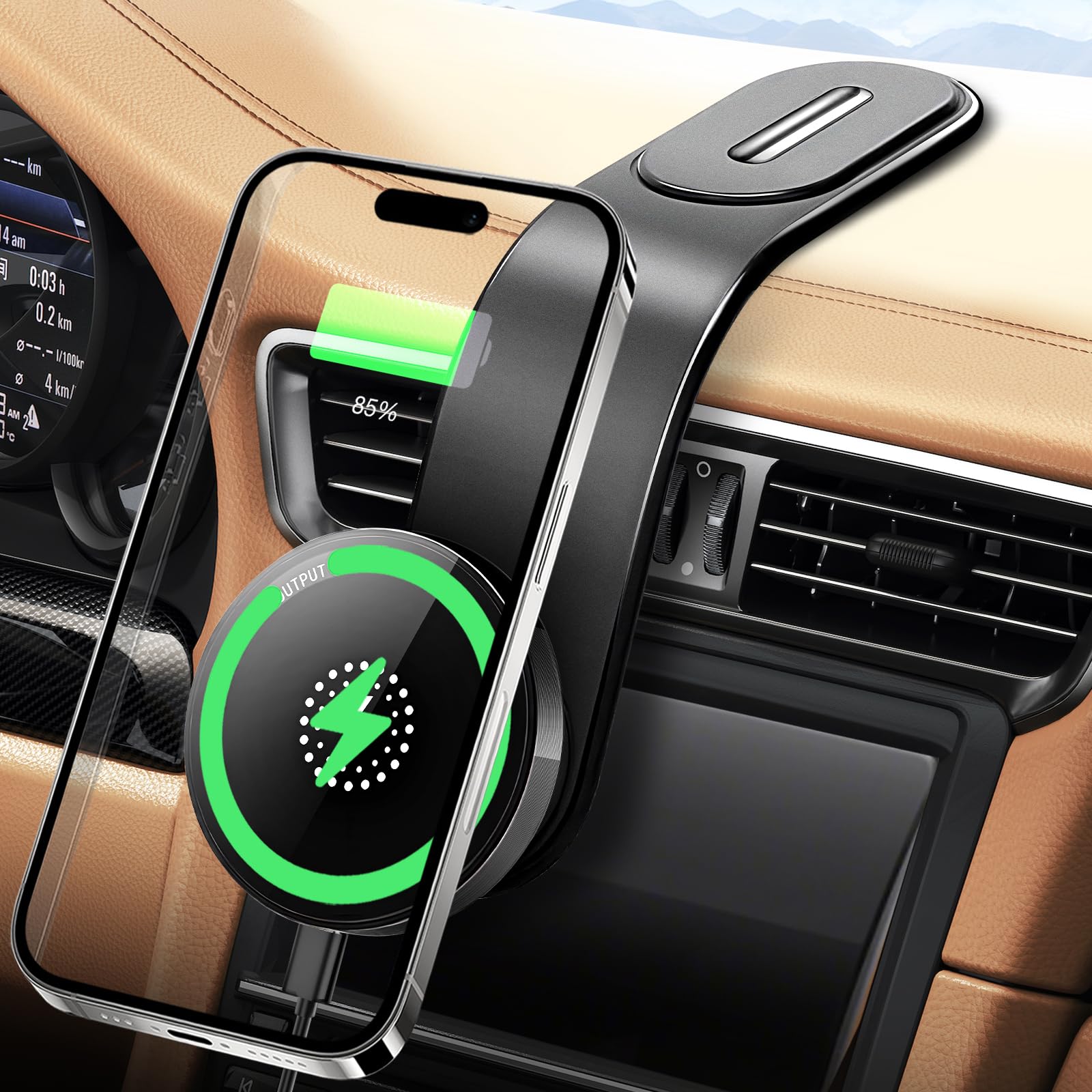 Athvcht スマホホルダー 車 ワイヤレス充電 マグネット 15W急速充電【360°角度回転・アルミ形状記憶合金・安定性拔群】 magsafe 車載ホルダー マグセーフ充電器 車 携帯ホルダー 折り畳み可能 形状記憶合金 超強磁力吸着 安定性拔群 自由調整 片手操作 3M粘着テープ 繰り返し利用可能 車用品 カー用品 iPhone/Android全機種対応・全車種対応