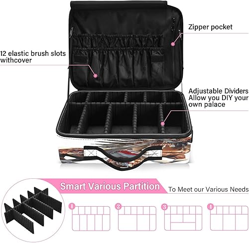 Miniatura 4 de Bolsa de maquillaje de caballo indio, vaquero, occidental, bolsa de cosméticos de viaje, bolsa de almacenamiento portátil para artistas, bolsa de