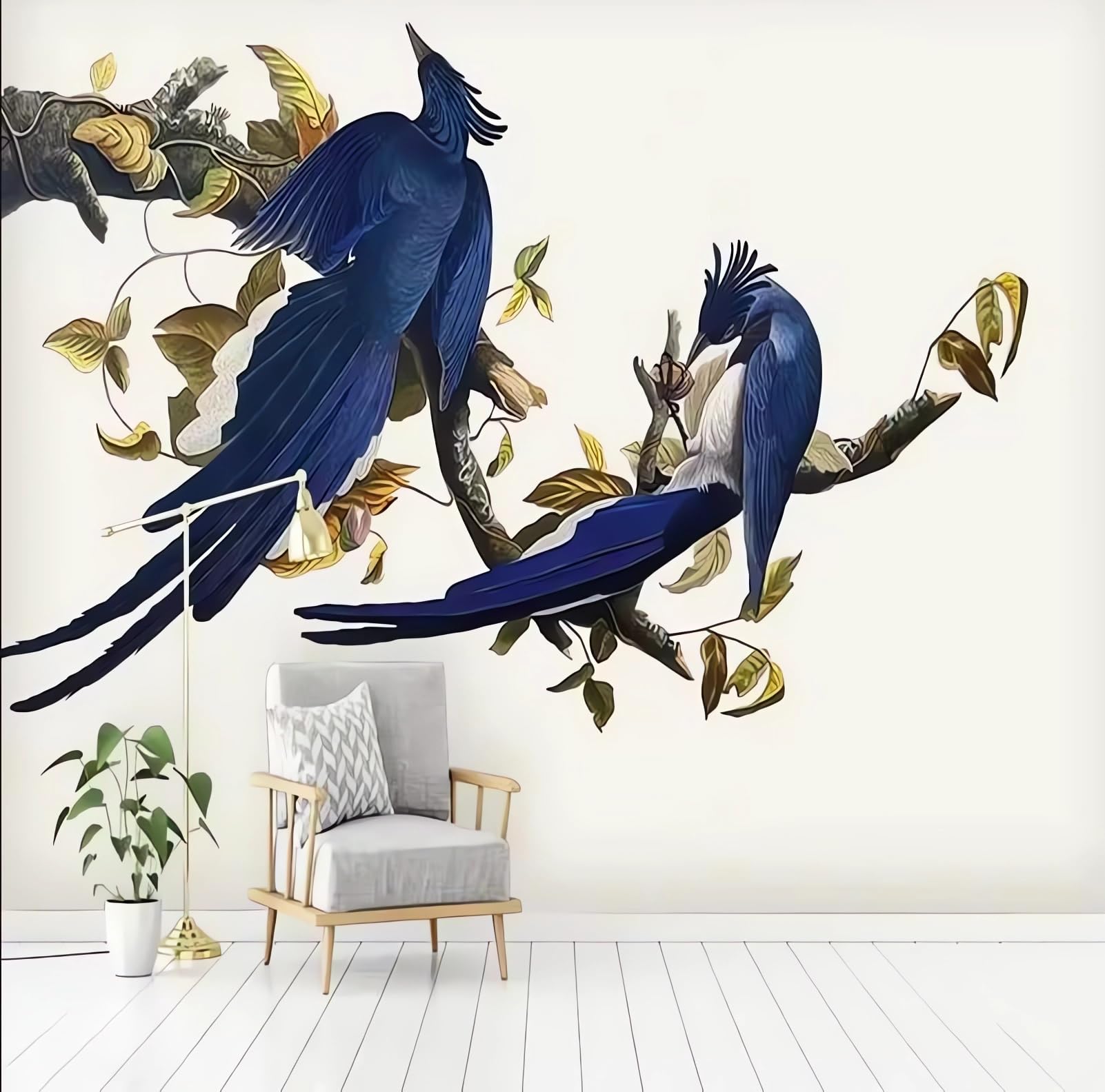 Fototapeta 3D magnolia kwiaty ptaki dekoracja ścienna salon dekoracja 200 x 140 cm