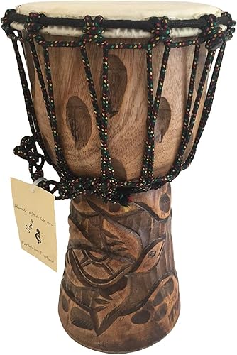 Miniatura 8 de Tambor Djembe de madera maciza tallada profunda Bongo Congo African Drum  12" ALTO MED SIZE  Calidad Profesional  NO HECHO EN CHINA  JIVE BRAND
