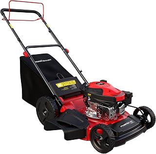 PowerSmart 21-Inch Self-Propelled Gas Lawn Mower, 170cc OHV Engine, 3-in-1 Mulch Bag Side Discharge, 5 Heights Adjustable