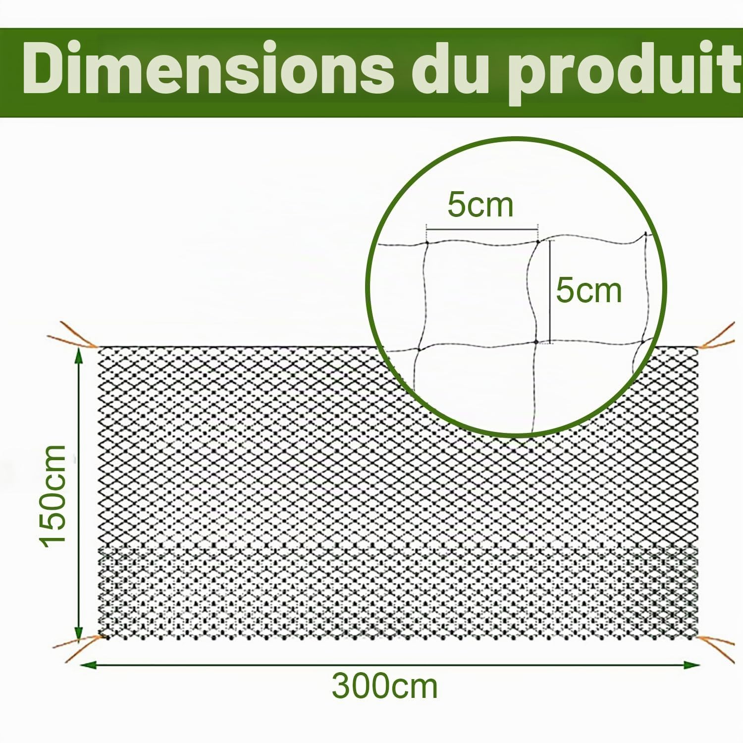 30x15m Filet Anti Oiseaux，Filet Poule，Anti Pigeon Réutilisable pour Volière,Maille 5x5cm,et Résiste Aux Intempéries pour Protéger Potagers Fruits Contre,Résistant aux Intempéries et aux UV