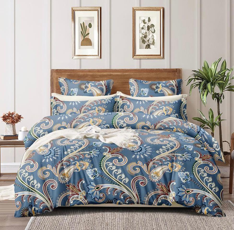 Premium Solid Plain Duvet Cover/Comforter Cover/Quilt Cover/Blanket Cover/Razai Cover Dohar with Zipper Closure - Duvet Cover King Size, Blue Traditional-image-10