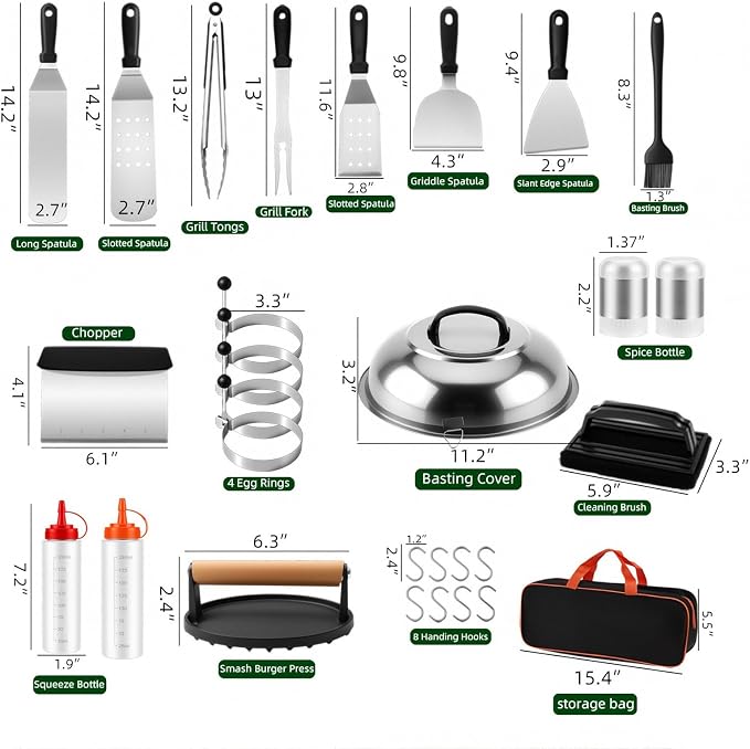Accesorios para Parrilla Kit 29 Piezas Acero Inoxidable miniatura 2