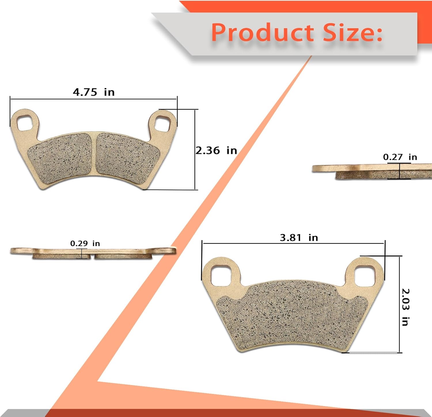 Sintered Front Rear Brake Pads for Polaris Ranger 900 800 700 570 500 RZR 800 900 XP Ranger 800 900 700 XP Crew Diesel EV Sportsman ACE 2008-2020