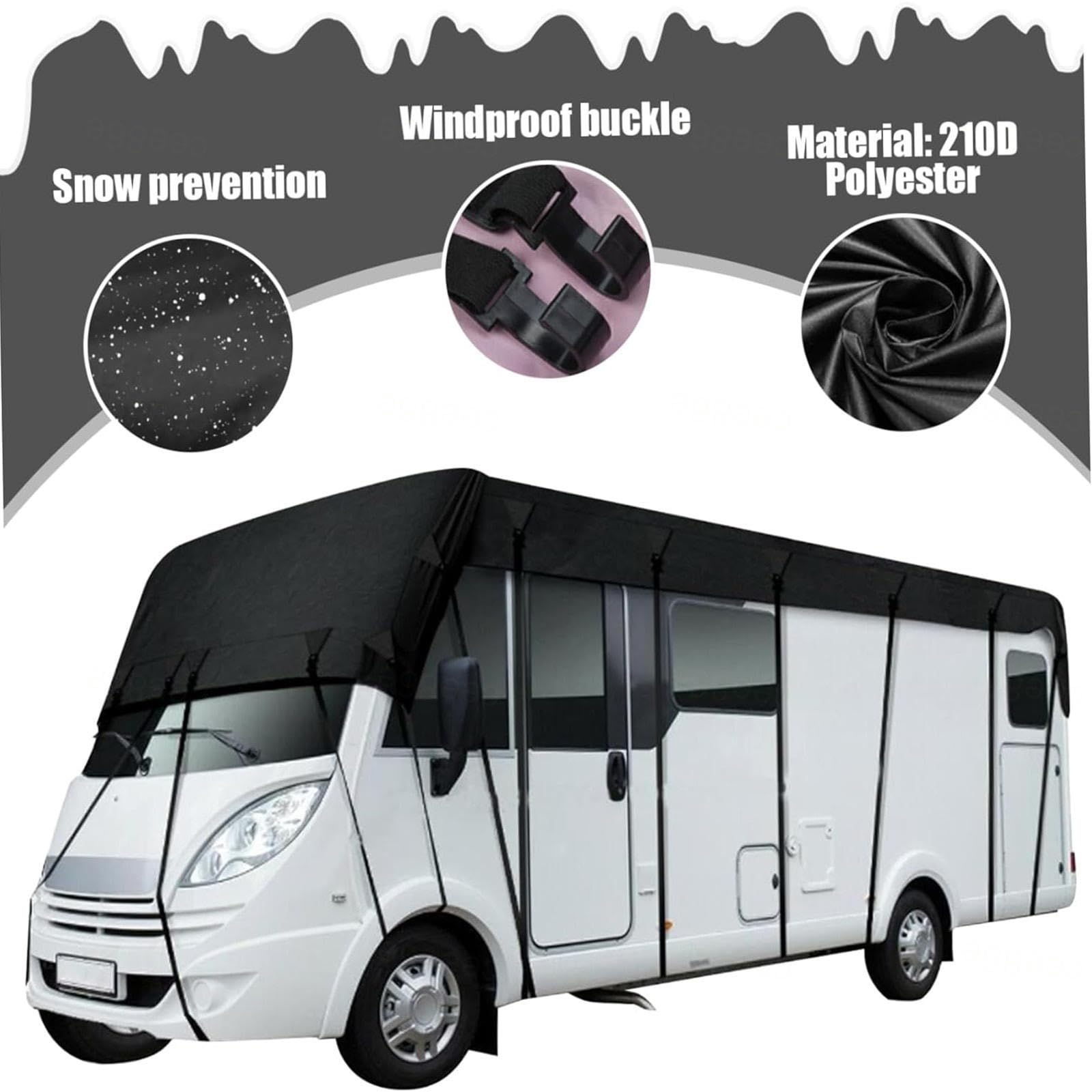 Wohnmobil-Dachabdeckung für 12-42 Fuß Lange Klappwohnwagen, Wind-, Regen- und schneesicher, Grau, 7,5 x 3 m