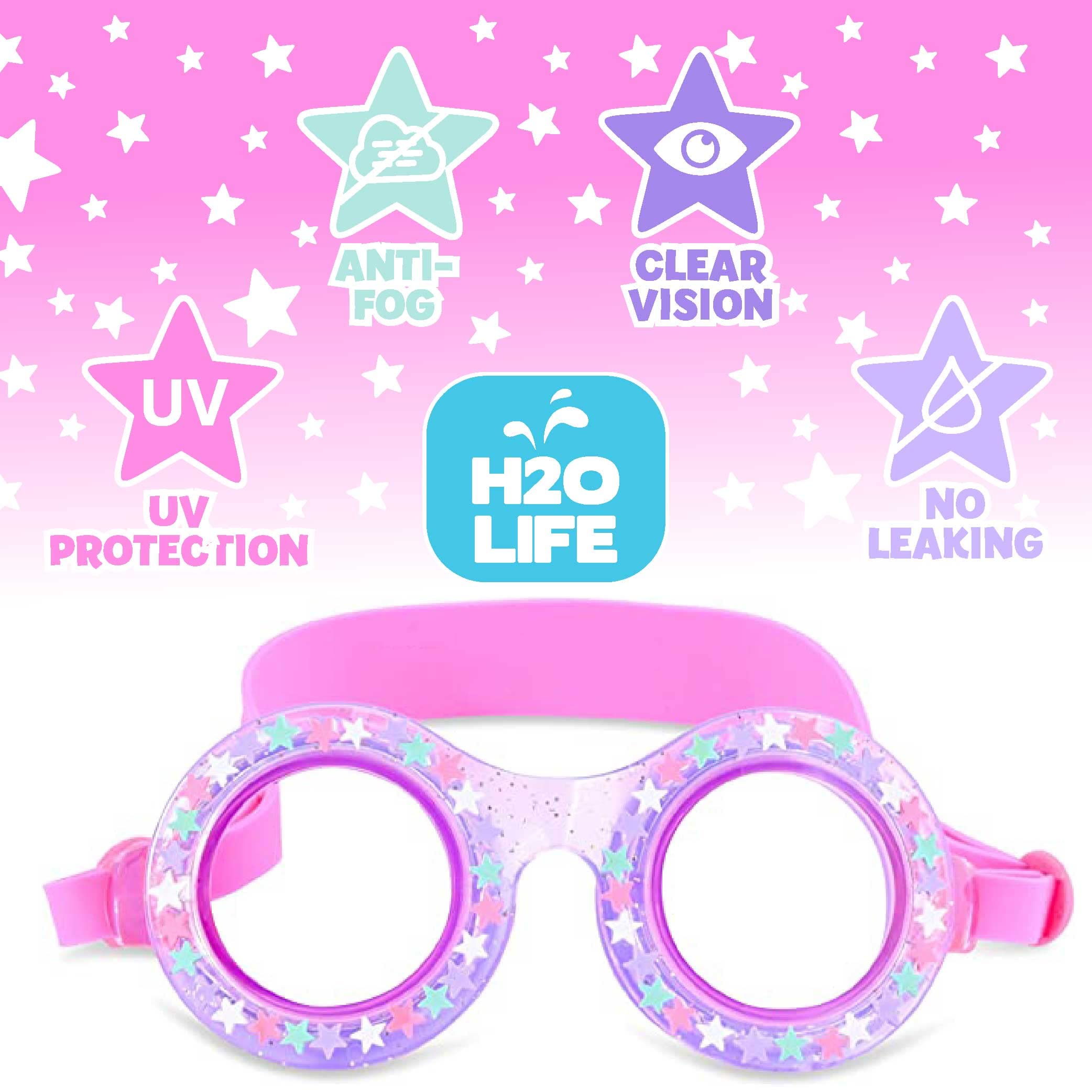 Occhialini da nuoto per bambini per ragazze e ragazzi, protezione per bambini (OS, rosa Crystal Star)