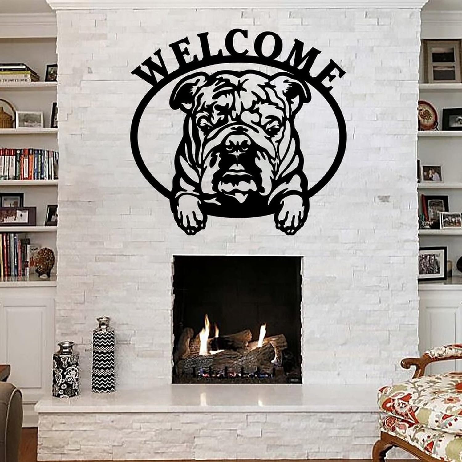 Dog Housewarming Gift, Welcome Metal Wall Art, Metal Letters for Outdoor Signs, Rustic Farmhouse Metal Wood Signs Wall Art Decor for Front Door Living Room Porch Plaque 22in