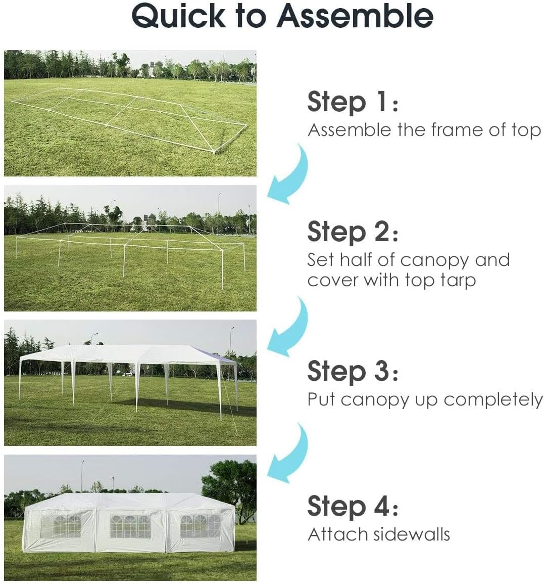 Outdoor Gazebo Canopy Wedding Party Tent Camping Shelter Commercial Instant Shelter Waterproof Tent with Removable Side Walls (10'x30' Seven Sides)