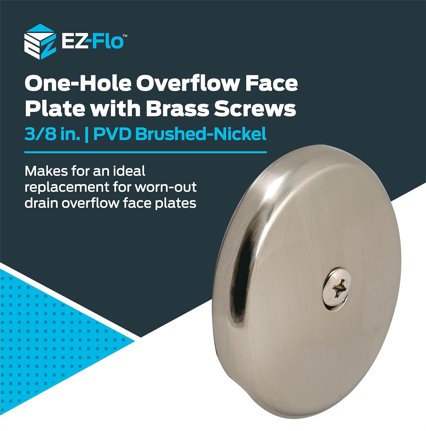 Eastman Single Hole Overflow Face Plate with Brass Screw, PVD Brushed Nickel, 35202