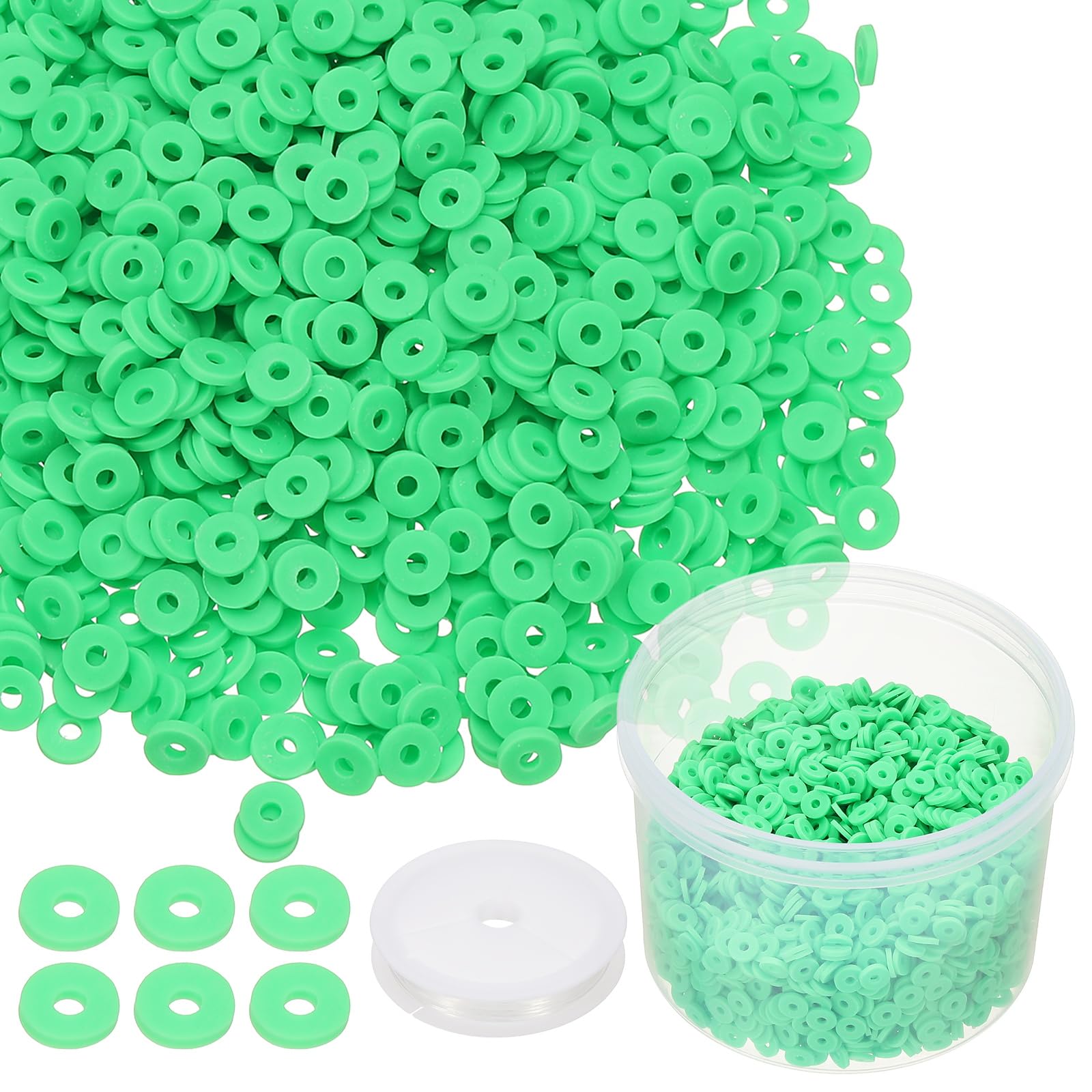 Perles en argile verte PATIKIL 6mm lot de 3000 pcs avec cordon pour DIY