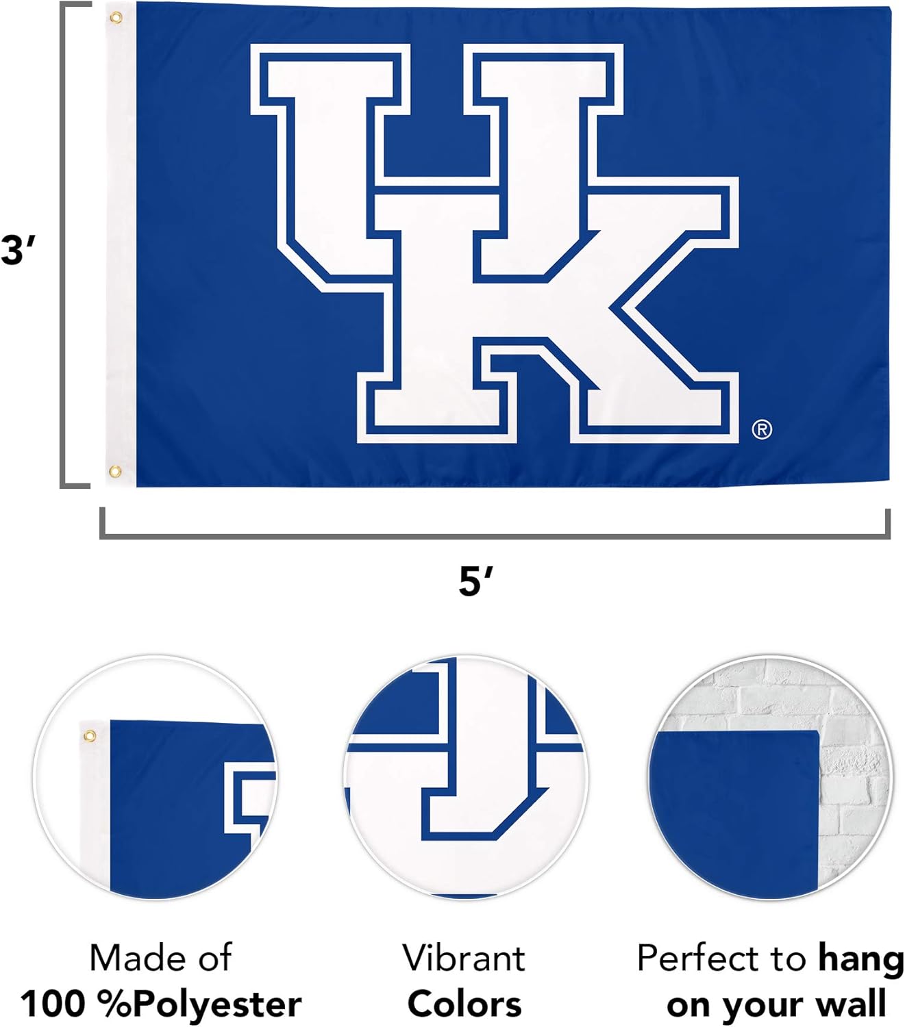 Desert Cactus University of Kentucky Flag Wildcats UK Banners 100% Polyester Indoor Outdoor 3x5 feet Flags (Design 1) - Image 3