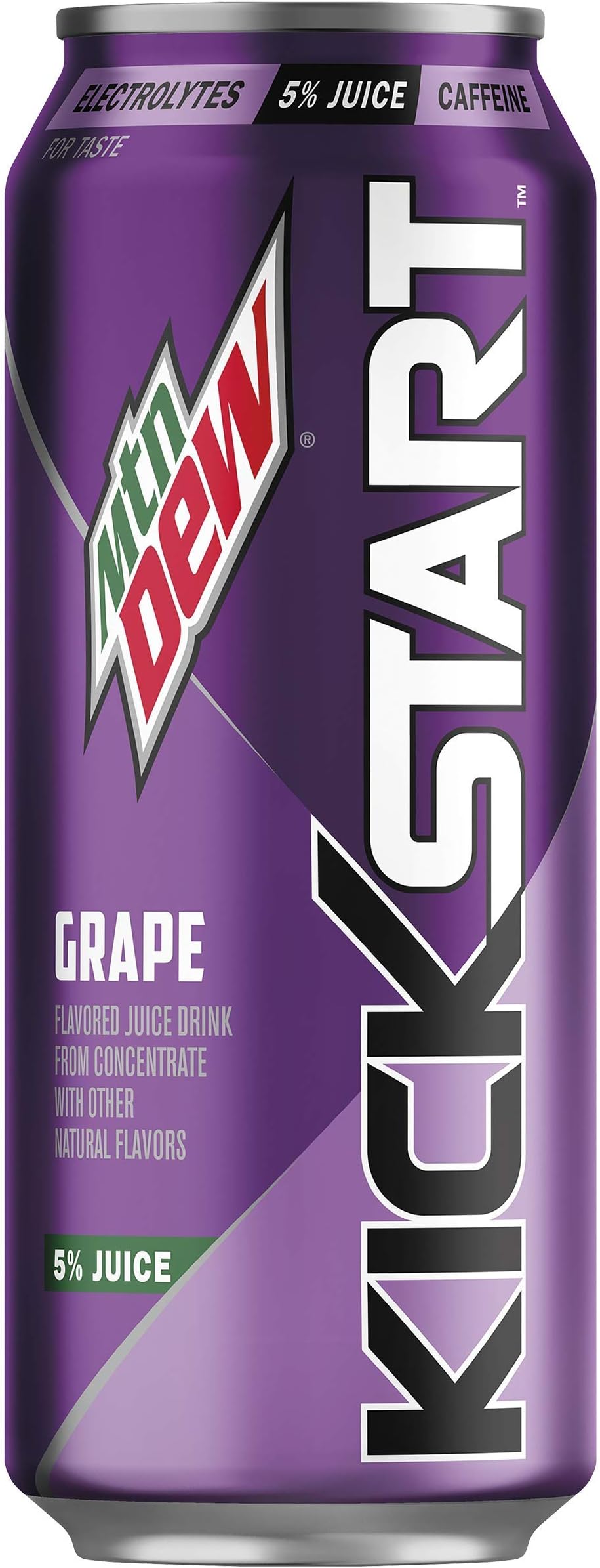 Mountain Dew Kickstart, Midnight Grape, 16 Fl Oz, (12 Count), Peach
