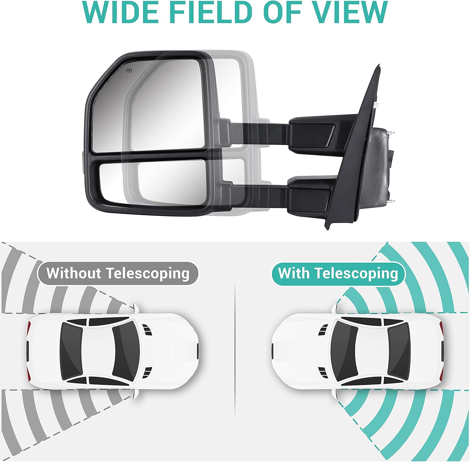 🛒 Crаzу Dеаlѕ Towing Mirrors 22 to 8 Pin for 2015 2016 2017 2018 2019 Ford F150 with Power Glass Dynamic Turn Signal Light Puddle Lamp Temp Sensor Heated Extendable Pair Set