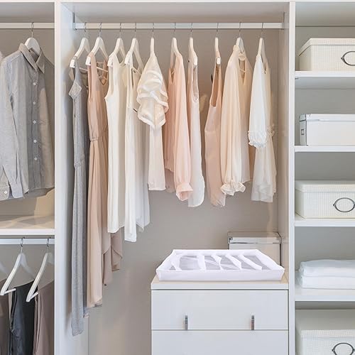 Miniatura 8 de Foldable Underwear Organizer Drawer with Slots Polyester Closet Storage Box for Socks Ties Belts Lightweight Foldable Divider for Dresser White