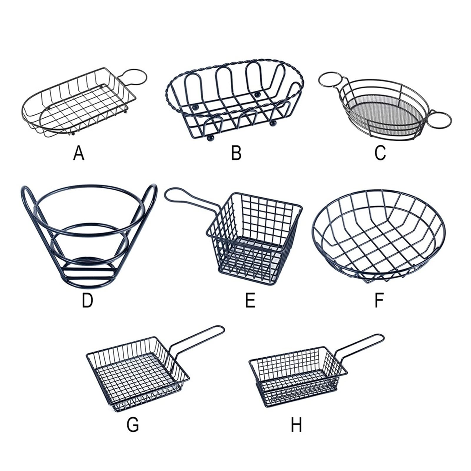Frittierkorb, Edelstahl, Snackkorb, Kartoffelnetz, Siebkorb, Pommes Frites, Lebensmittelkorb, Lebensmittelsieb, Kochutensilien, Frittiernetz (C)