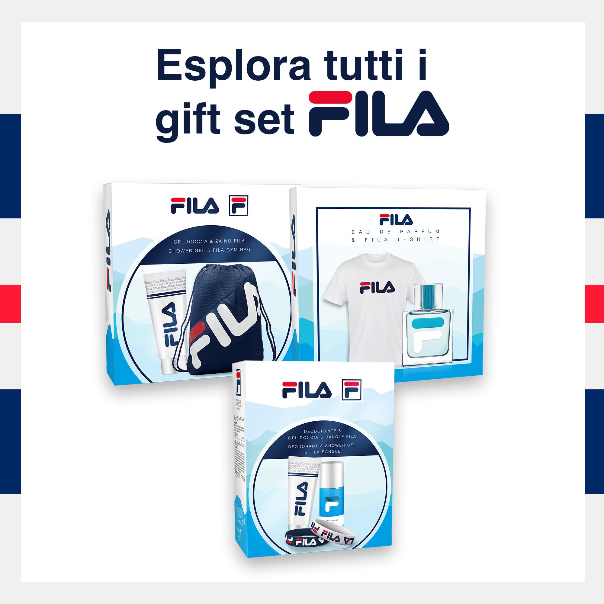 FILA Set Regalo Uomo Con Eau de Parfum 100 ml e T-Shirt, Cofanetto Con Elegante Profumo e Comoda T-Shirt Alla Moda, Kit Per Compleanni e Occasioni Speciali